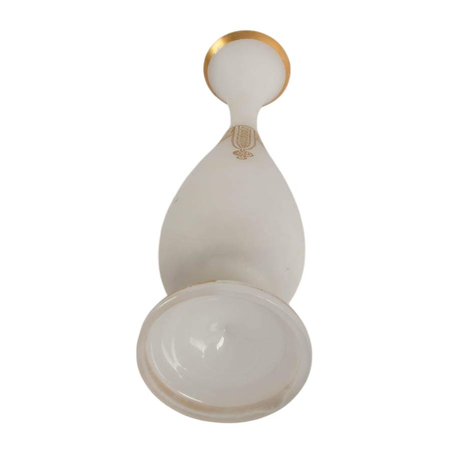 Antique Louis-Philippe Opaline Gold Painted Glass Vase-9
