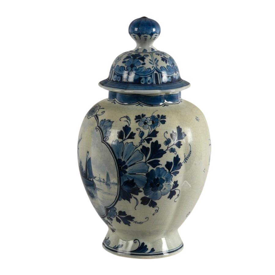 Antique Joost Thooft & Labouchere Royal Delft Covered Jar-5