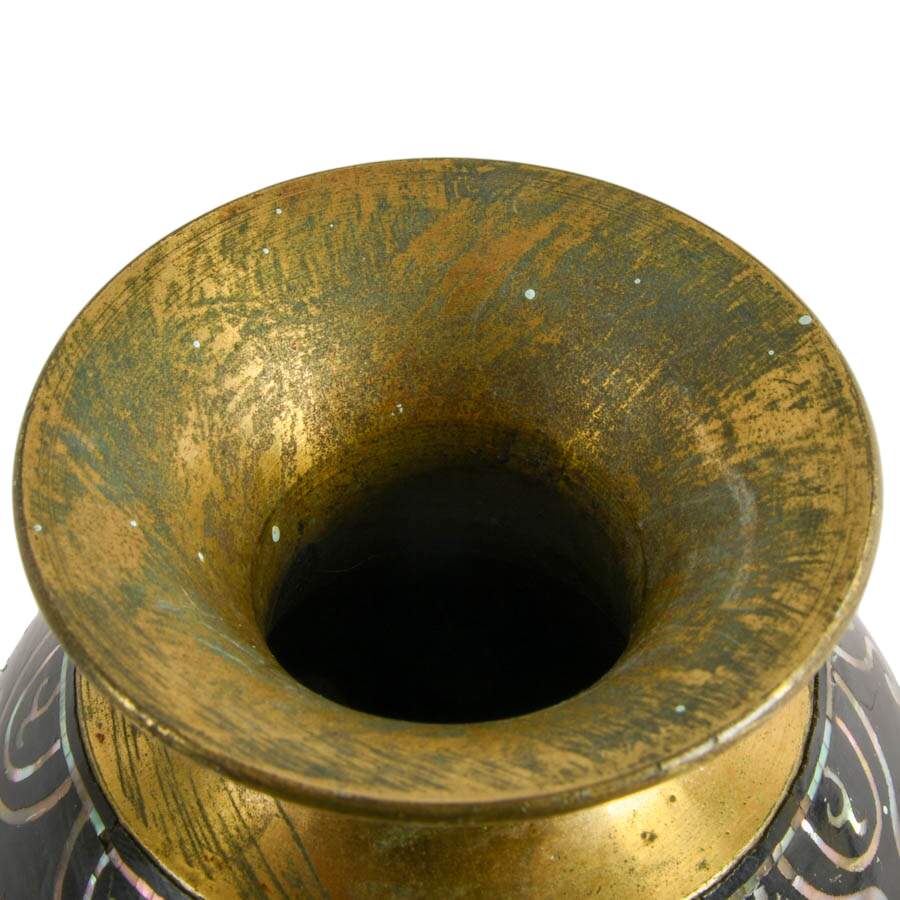 Brass Bud Vase with Mother of Pearl Inlay-8