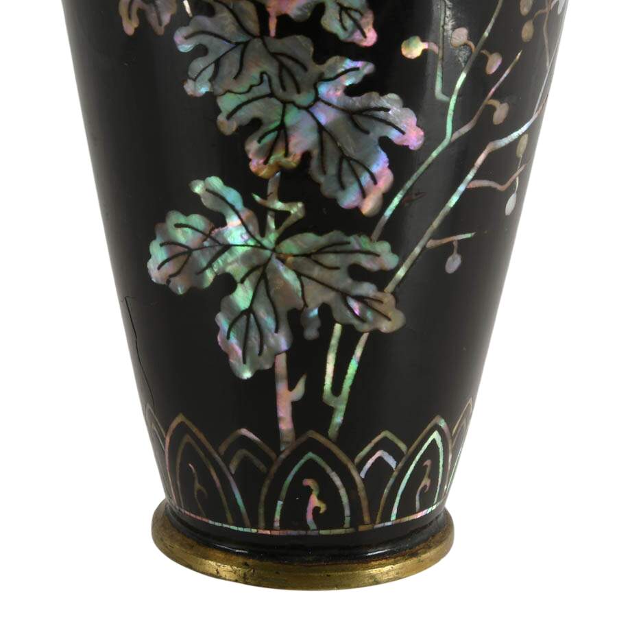 Brass Bud Vase with Mother of Pearl Inlay-5
