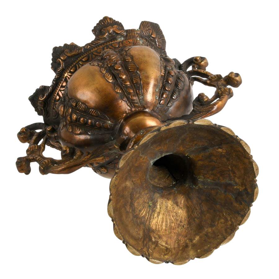 Cast Bronze Handled Pedestal Vase with Cherub Motif-7