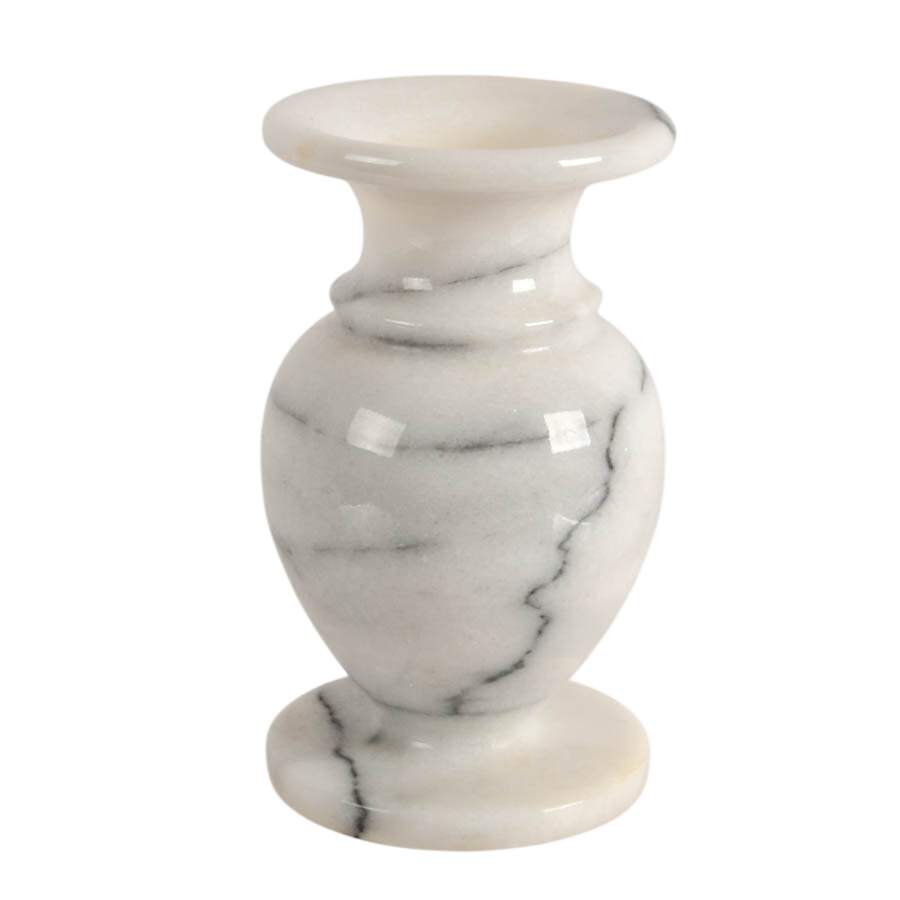 Fine Veined White Carrara Marble Vase-1