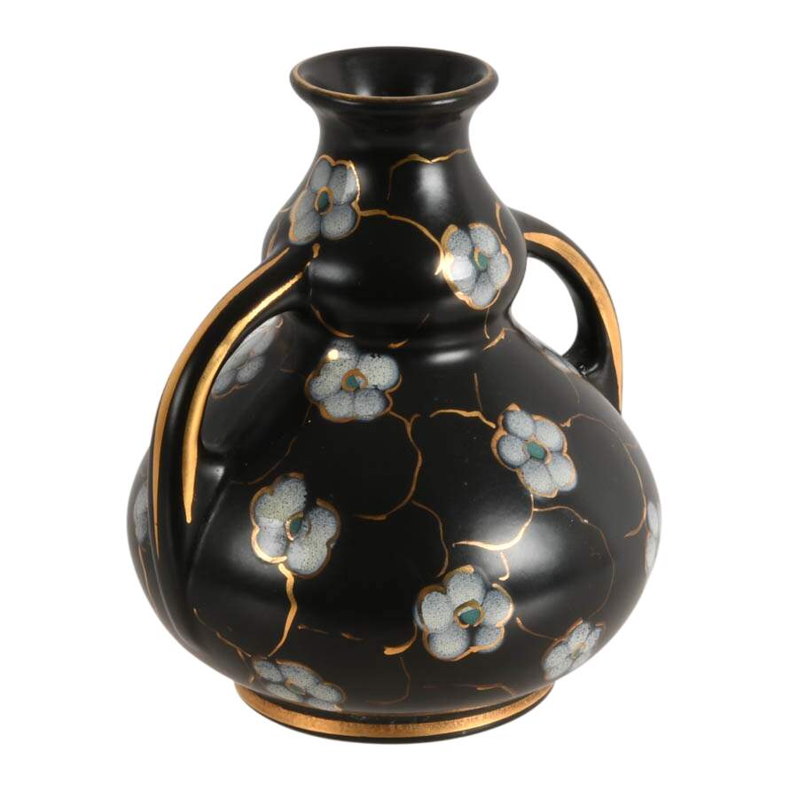 Regina Holland Hand-Painted Black Floral Bud Vase-4
