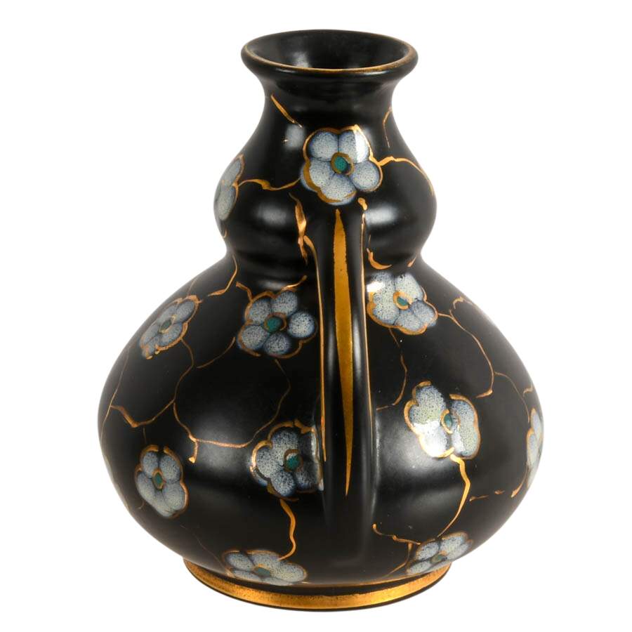 Regina Holland Hand-Painted Black Floral Bud Vase-3