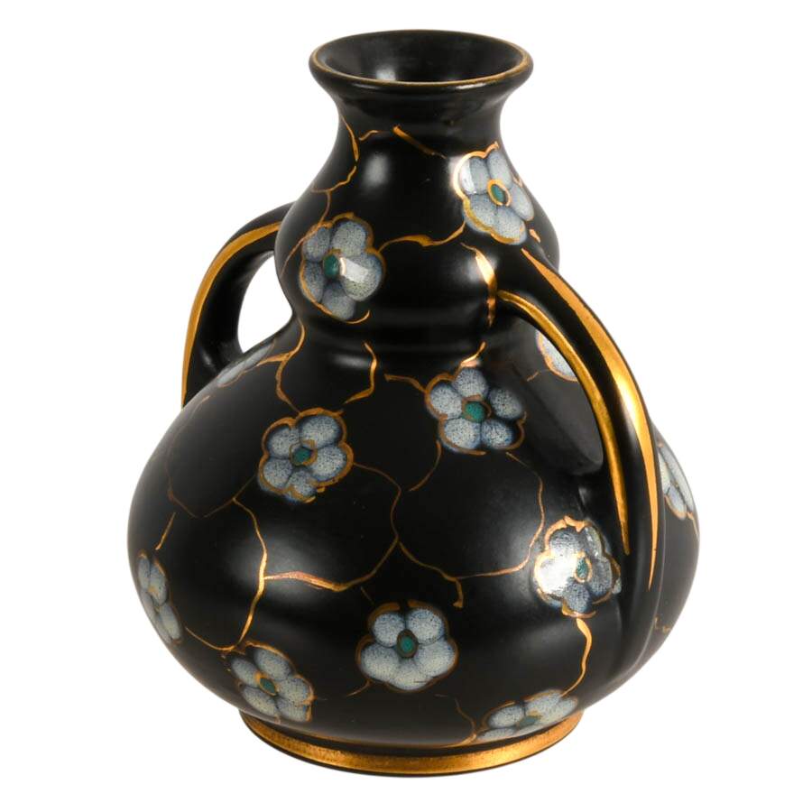 Regina Holland Hand-Painted Black Floral Bud Vase-2