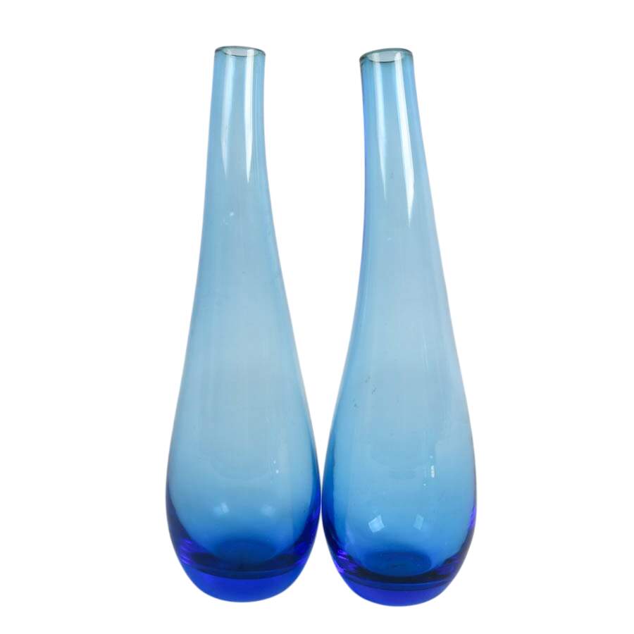 Four Blue Glass Vases-4