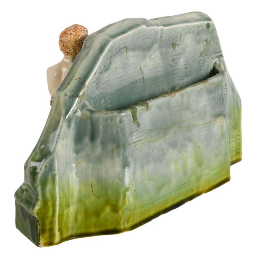 Antique Majolica Shepard and Flock Spill Vase-6