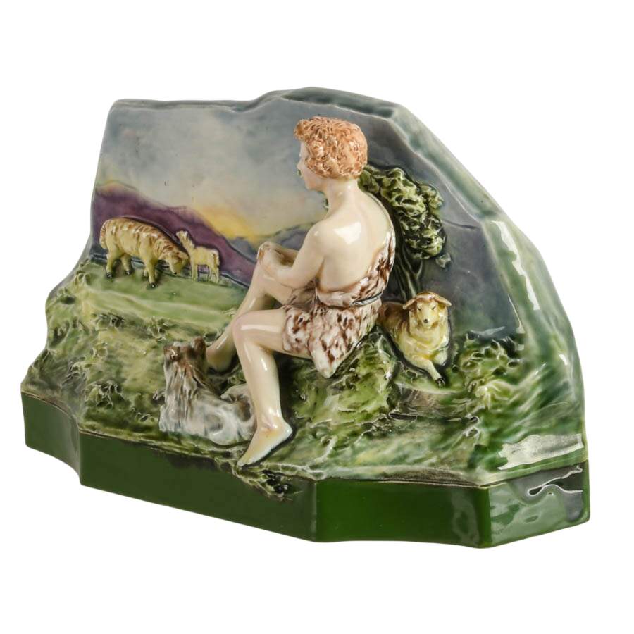 Antique Majolica Shepard and Flock Spill Vase-5