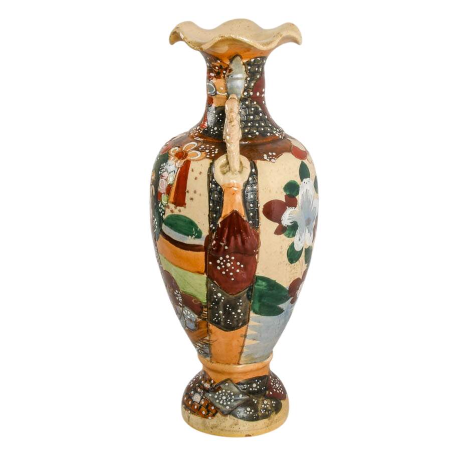 Antique Japanese Satsuma Moriage Earthenware Vase-6