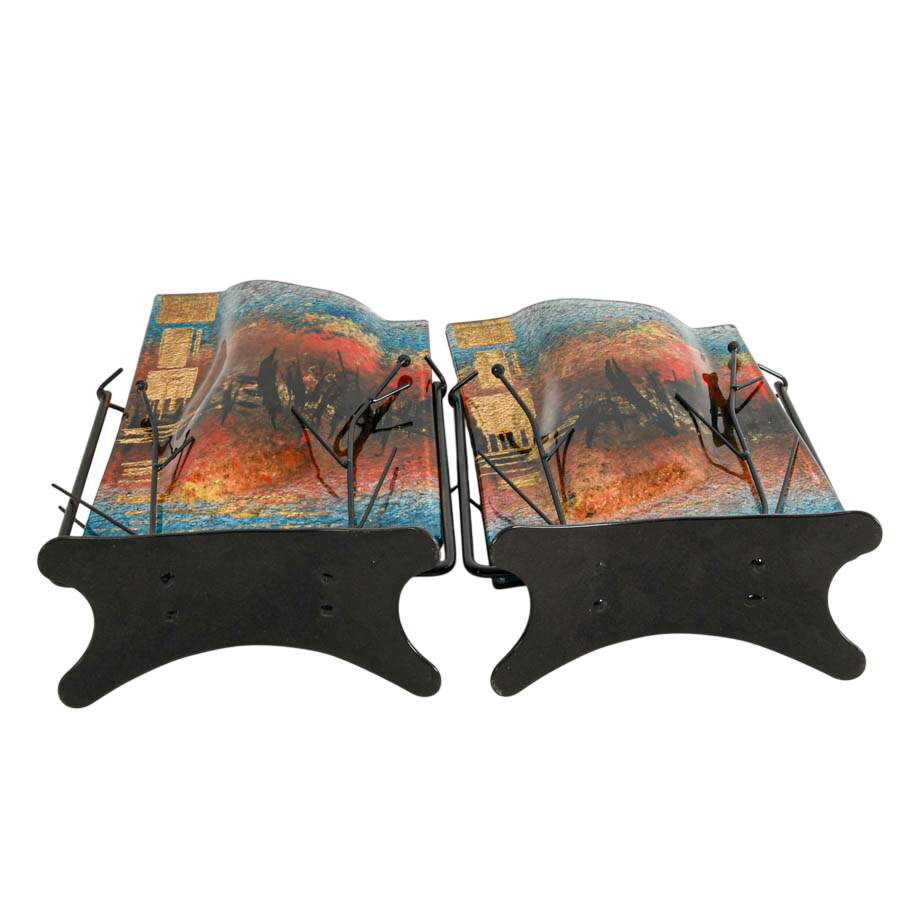 Pair of Jasmine Studios Art Glass Vases with Metal Stands by Benjamin Chang-7