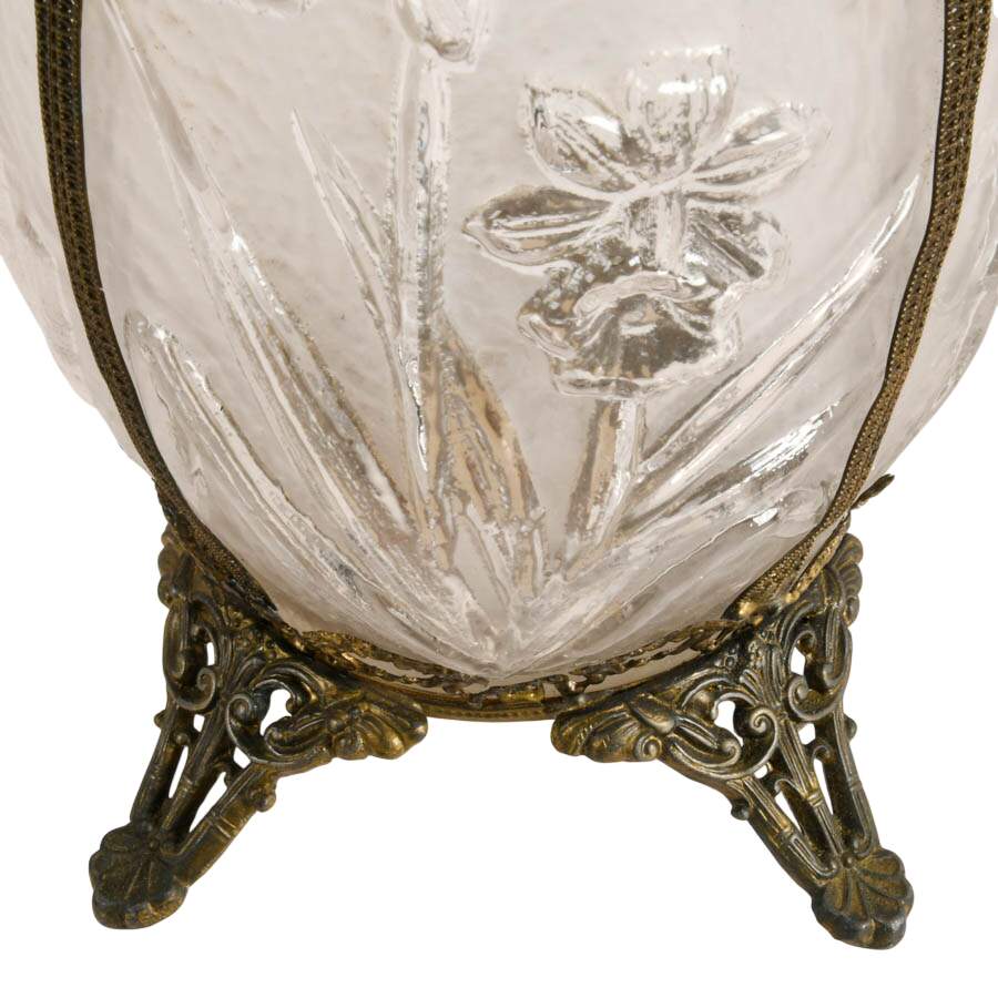 Tiffin Art Deco Floral Embossed Brass Filigree Vase-6