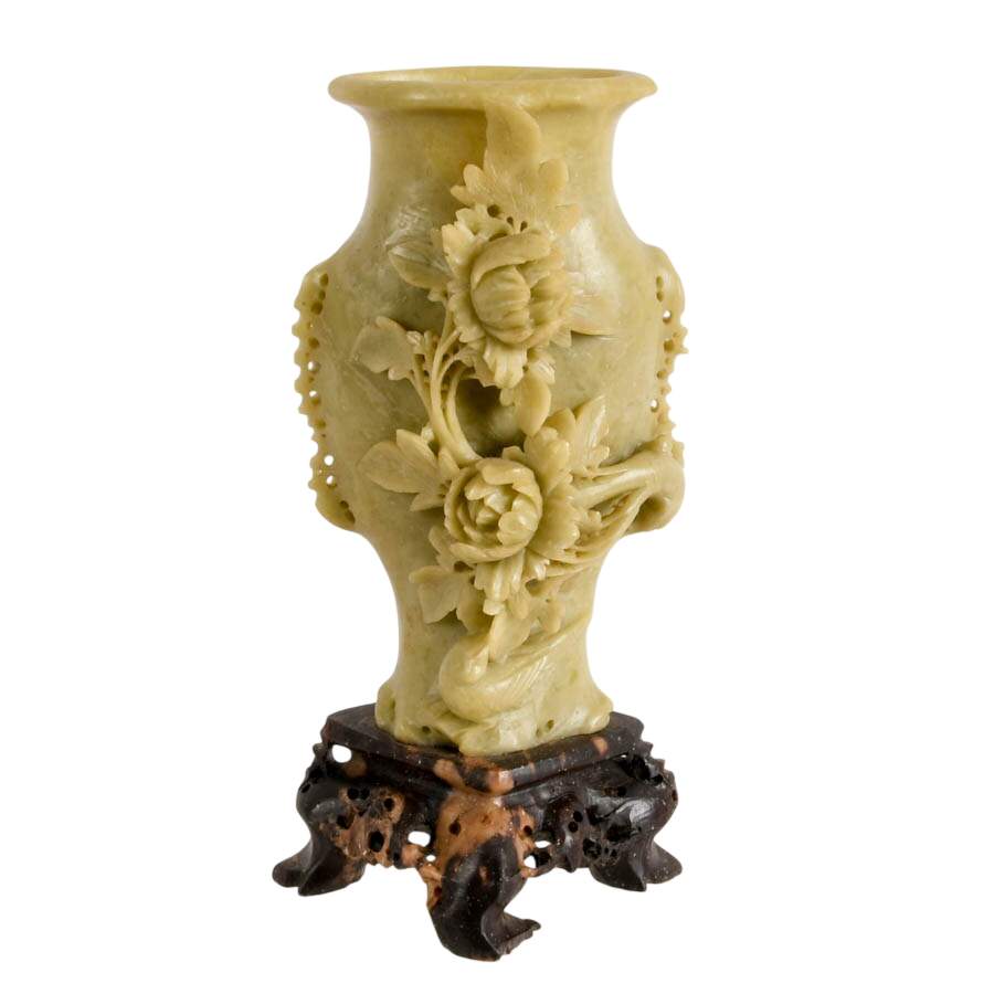 Hand-Carved Chinese Soapstone Vase-1