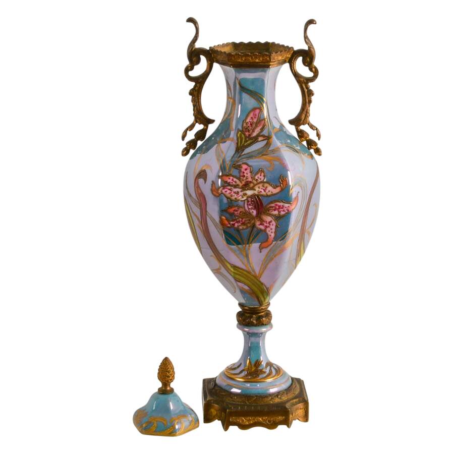 Antique French Sèvres-Style Art Nouveau Painted Porcelain Urn-8