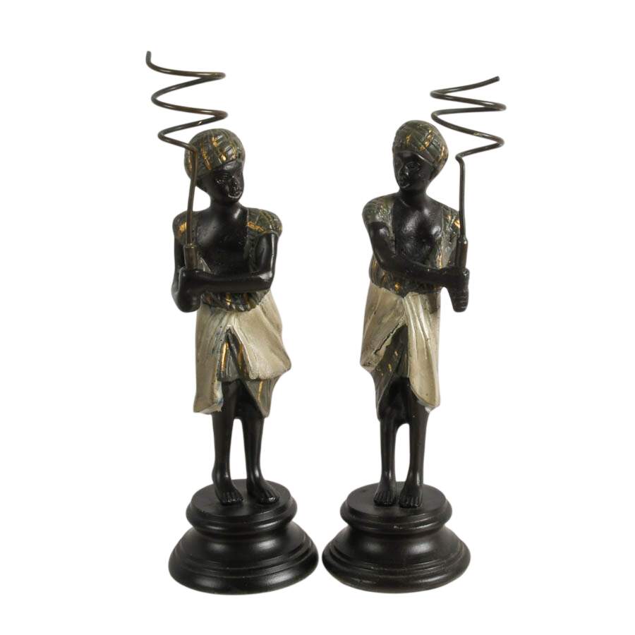 Pair of Nubian Bronze Figural Bud Vases-7