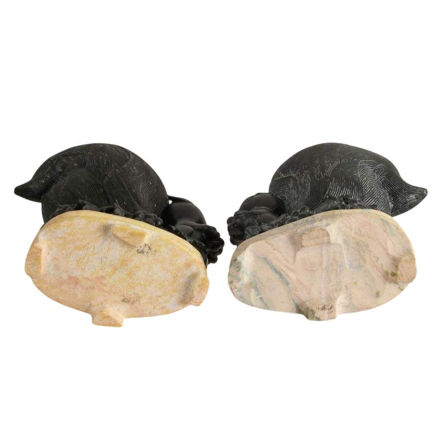 Pair of Carved Stone Squirrel Vases-8