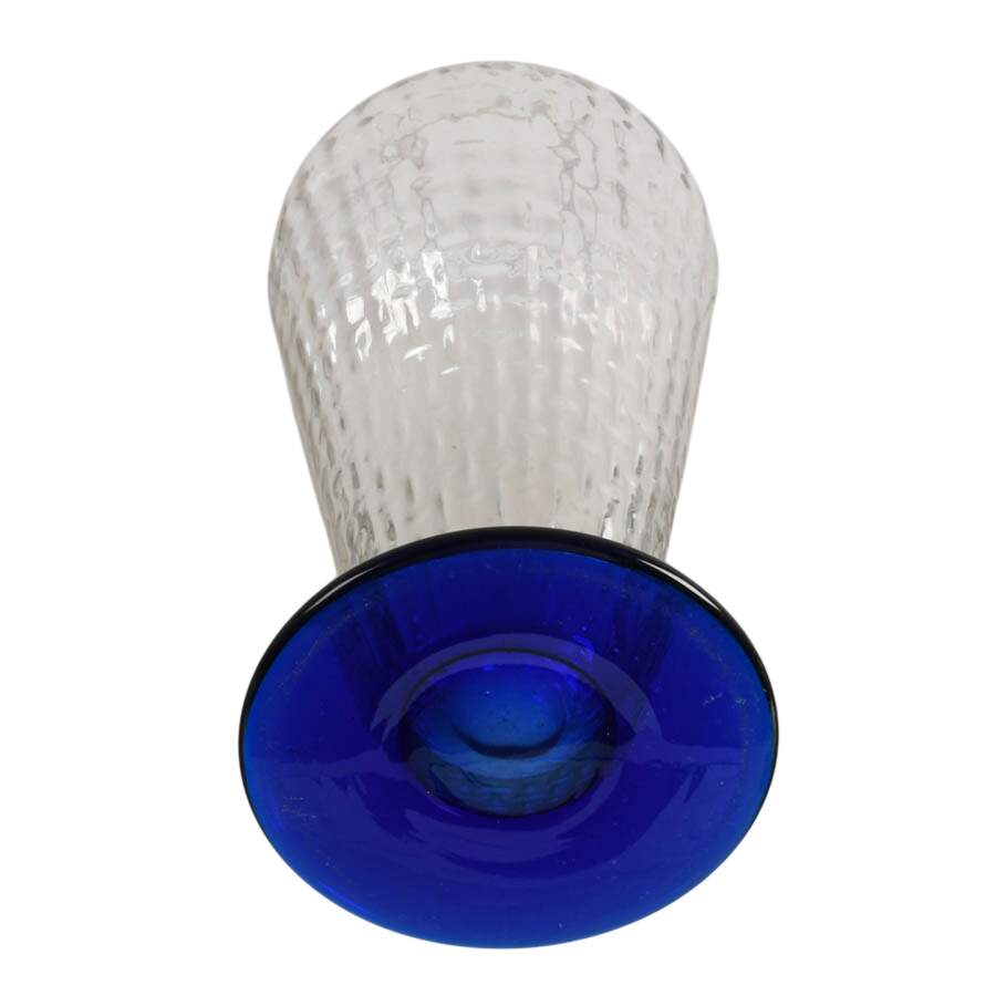 Cobalt Optic Glass Vase Attributed to Block Crystal-5