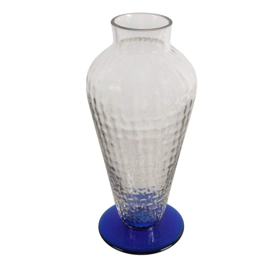 Cobalt Optic Glass Vase Attributed to Block Crystal-3