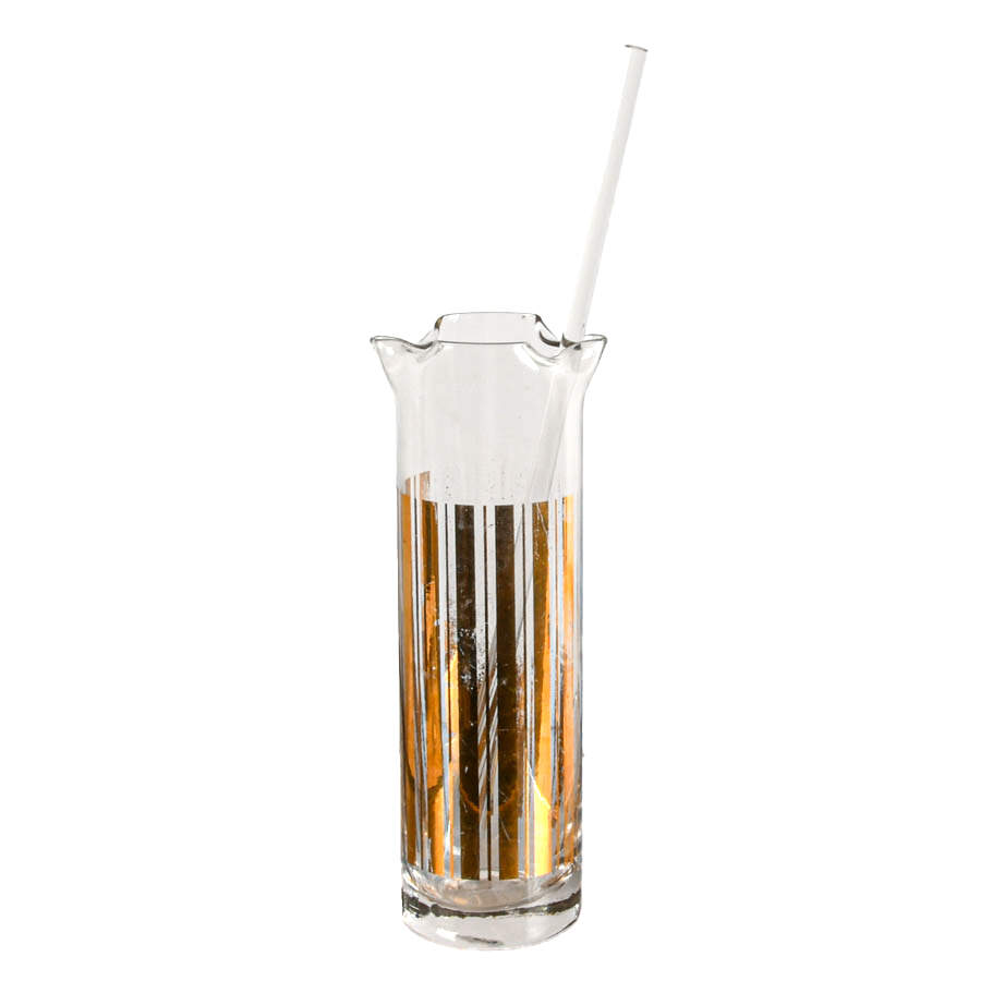 Mid-Century Culver 24k Gold Cocktail Pitcher and Stirer-2