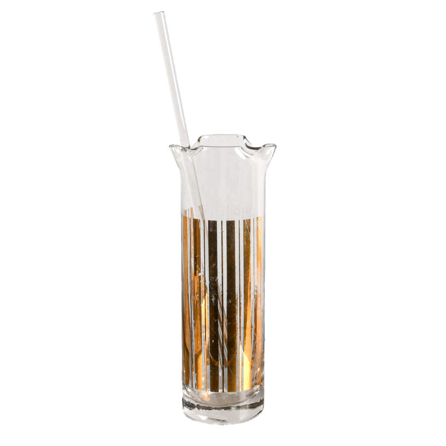 Mid-Century Culver 24k Gold Cocktail Pitcher and Stirer-1