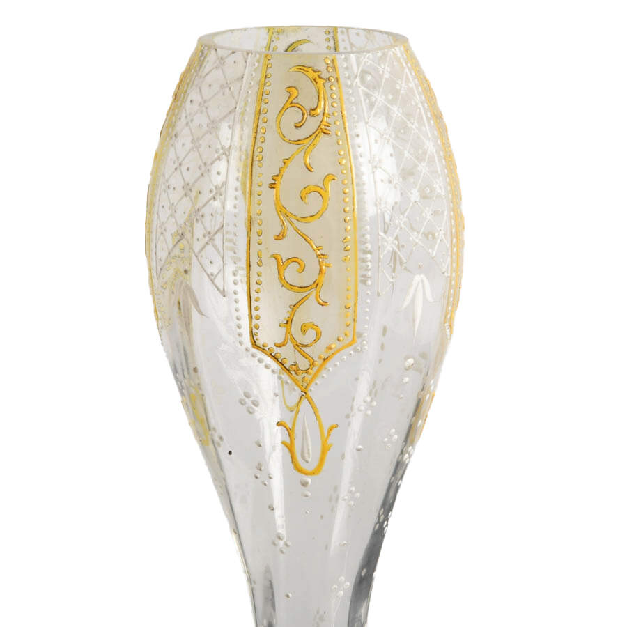 Antique Bohemian Hand-Painted Gilt Vase-2