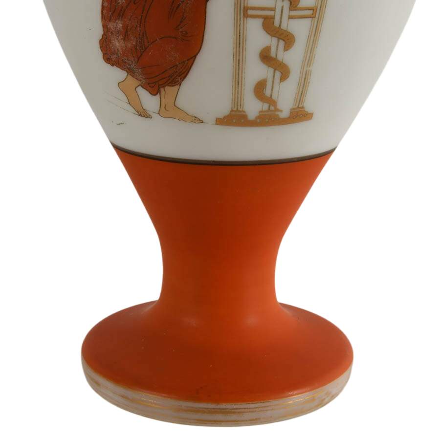 Vintage Orange and White Etruscan-Style Glass Vase Attributed to Harrach-5