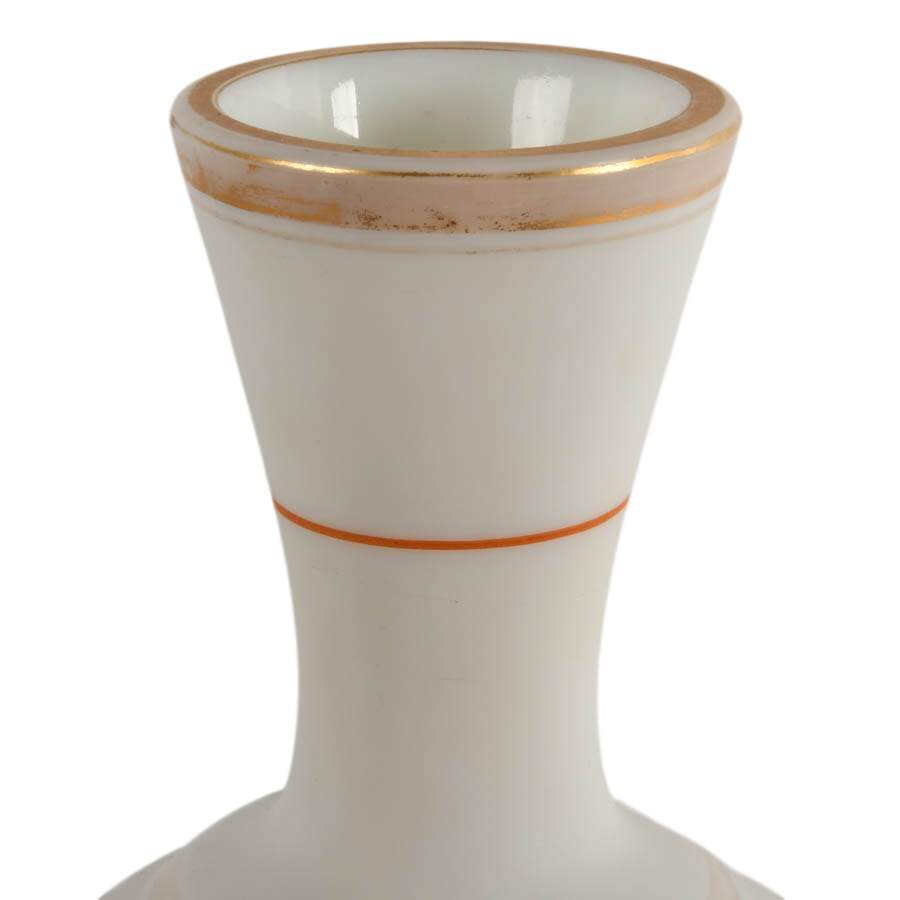 Vintage Orange and White Etruscan-Style Glass Vase Attributed to Harrach-4