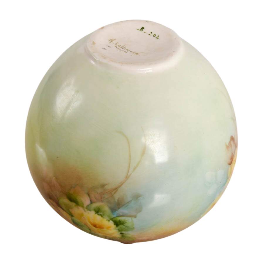 Antique Signed Hand-Painted Round Porcelain Vase-6