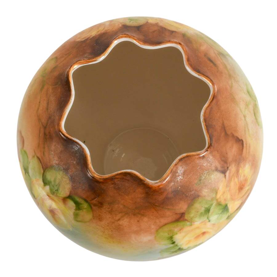 Antique Signed Hand-Painted Round Porcelain Vase-3