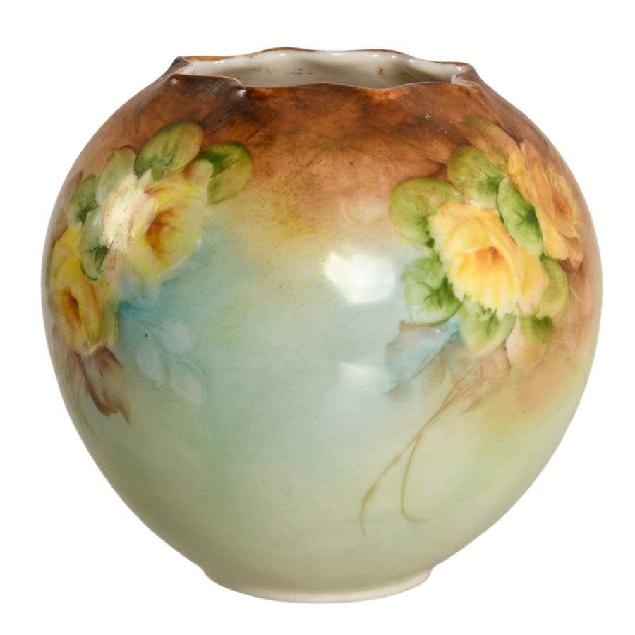 Antique Signed Hand-Painted Round Porcelain Vase-2