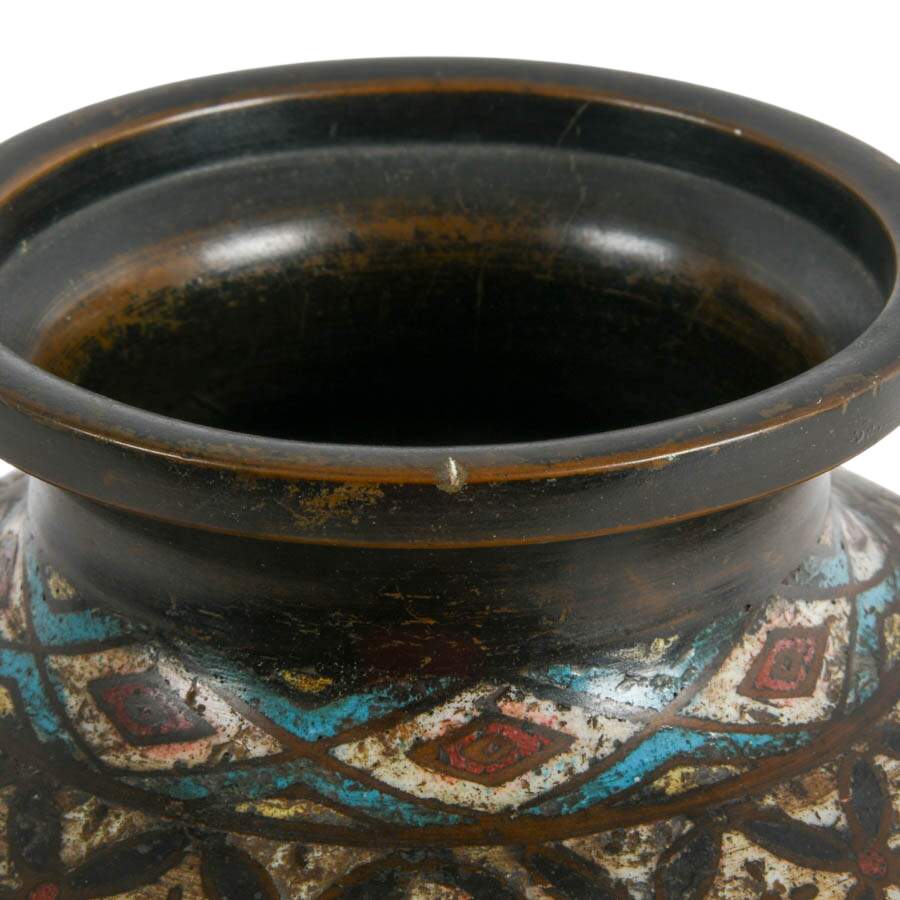 Japanese Champlevé Enameled Bronze Vase-5
