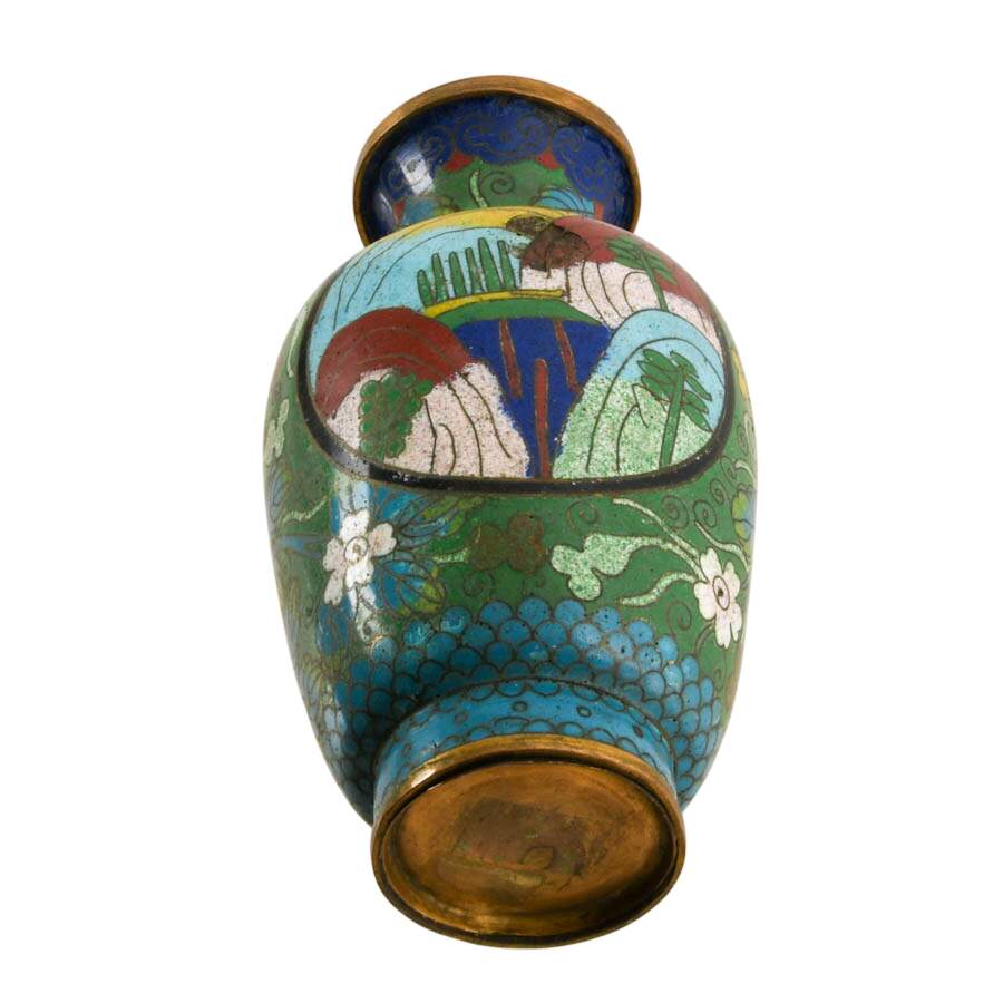Cloisonné Chinese Landscape Vase-8