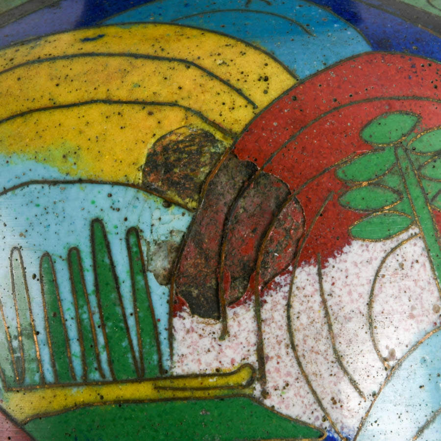 Cloisonné Chinese Landscape Vase-5