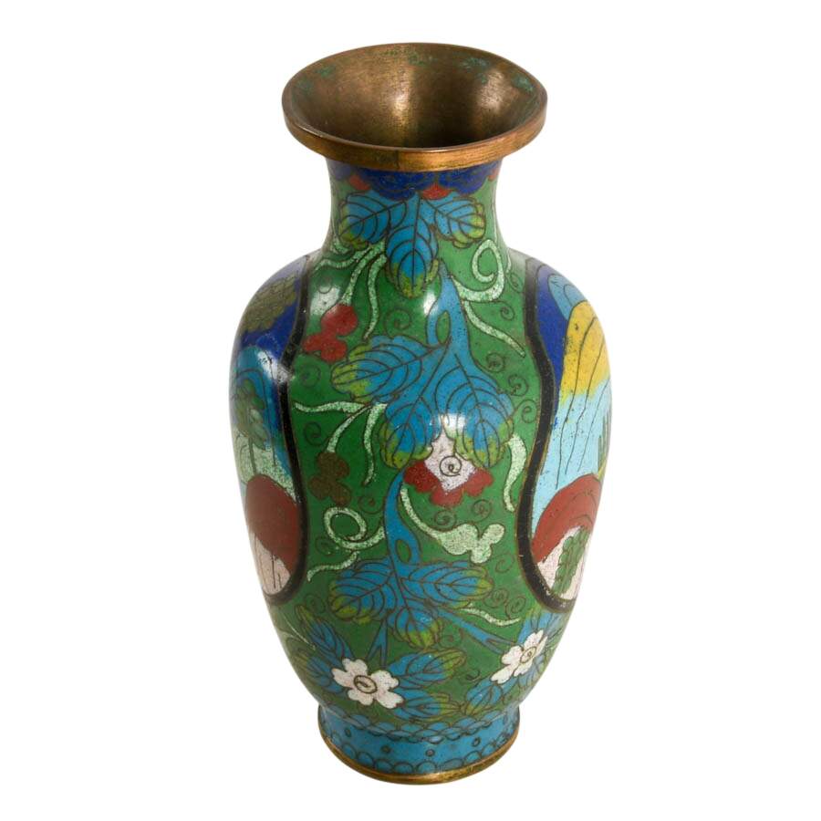 Cloisonné Chinese Landscape Vase-3