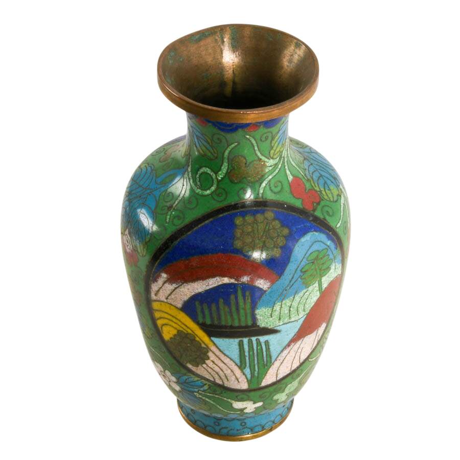 Cloisonné Chinese Landscape Vase-2