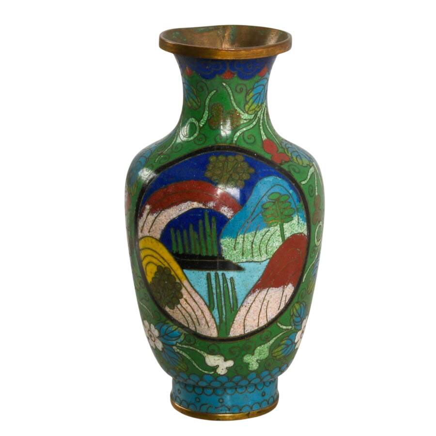 Cloisonné Chinese Landscape Vase-1