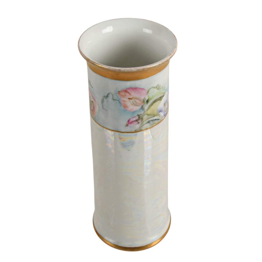 Royal Austria Hand-Painted Gilt Lusterware Porcelain Vase-2