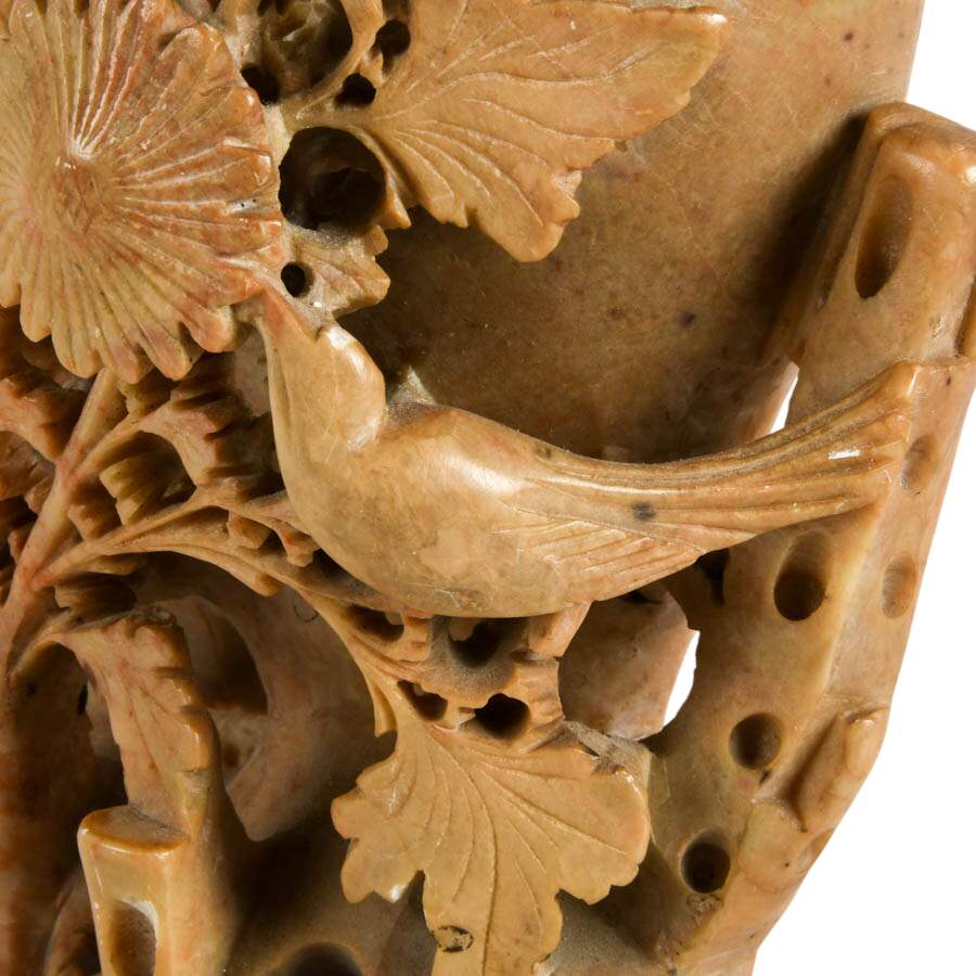 Artisanal Carved Soapstone Floral Home Accent-8