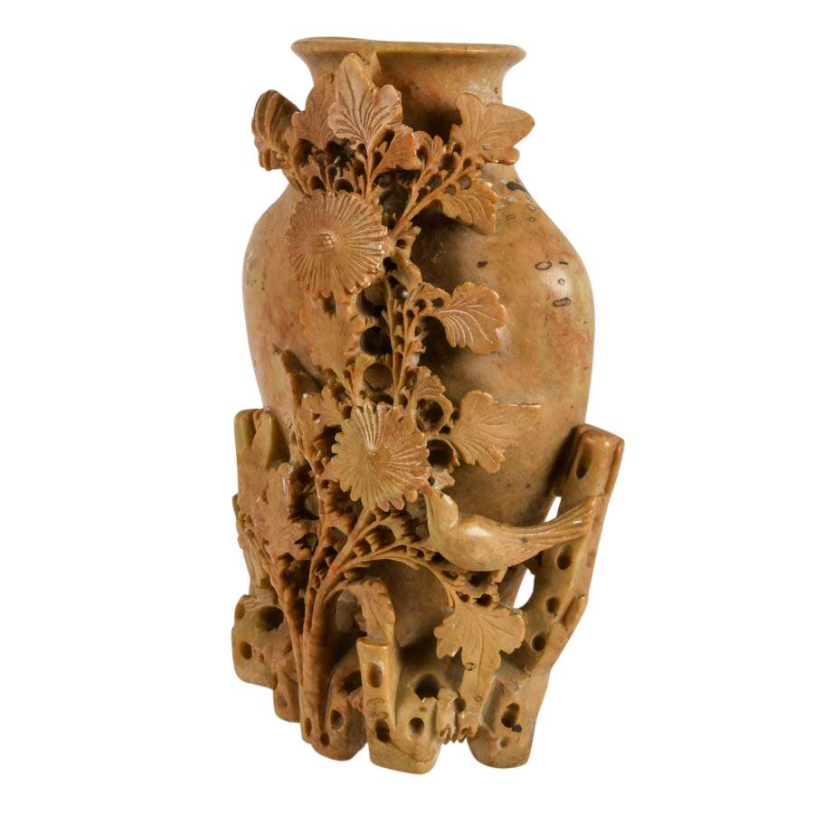 Artisanal Carved Soapstone Floral Home Accent-2