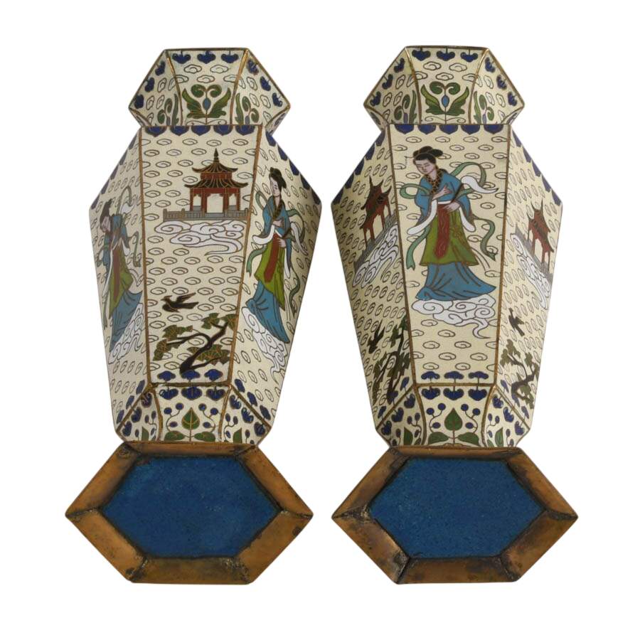 Pair of Chinese Hexagonal Cloisonné Vases-7