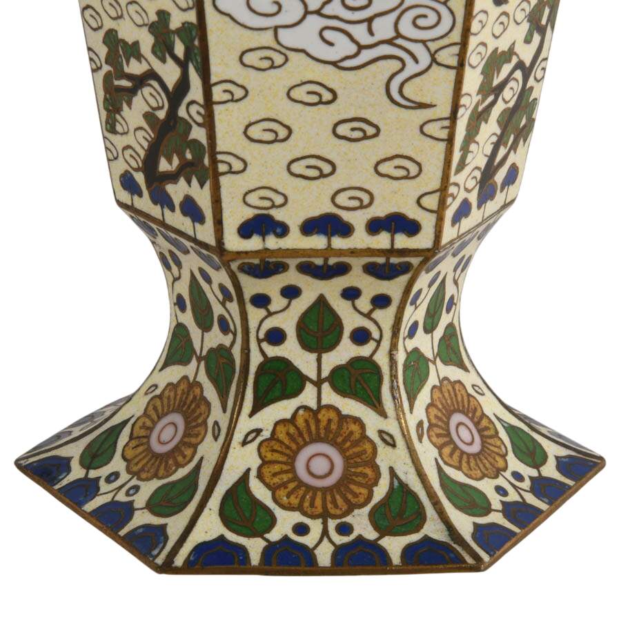 Pair of Chinese Hexagonal Cloisonné Vases-6