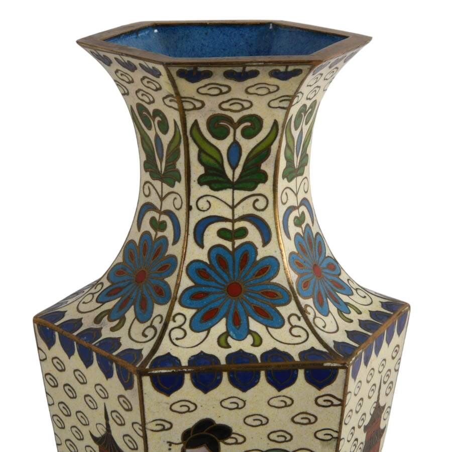 Pair of Chinese Hexagonal Cloisonné Vases-4