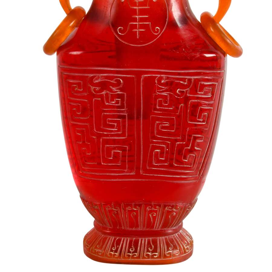 Pair of Chinese Cherry Resin Lidded Vases-8