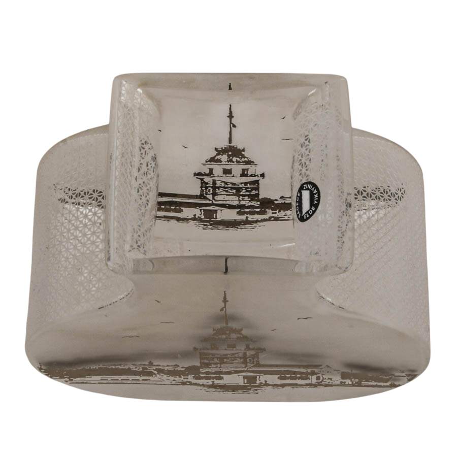 Pasabahce Turkish Glass Vase with Istanbul Maiden's Tower Scene-5