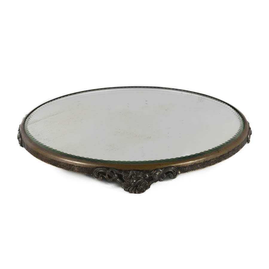 Antique Silver-Plated Footed Vanity Plate-3