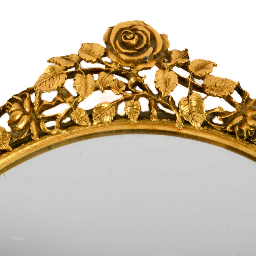 French Ornate Ormolu Oval Vanity Mirror-3