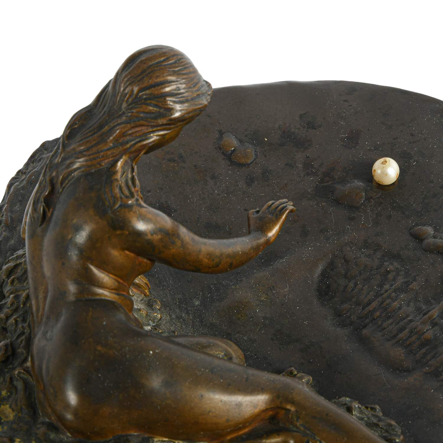 Bronze Art Nouveau Reclining Nude on Clam Form Vanity Tray-7