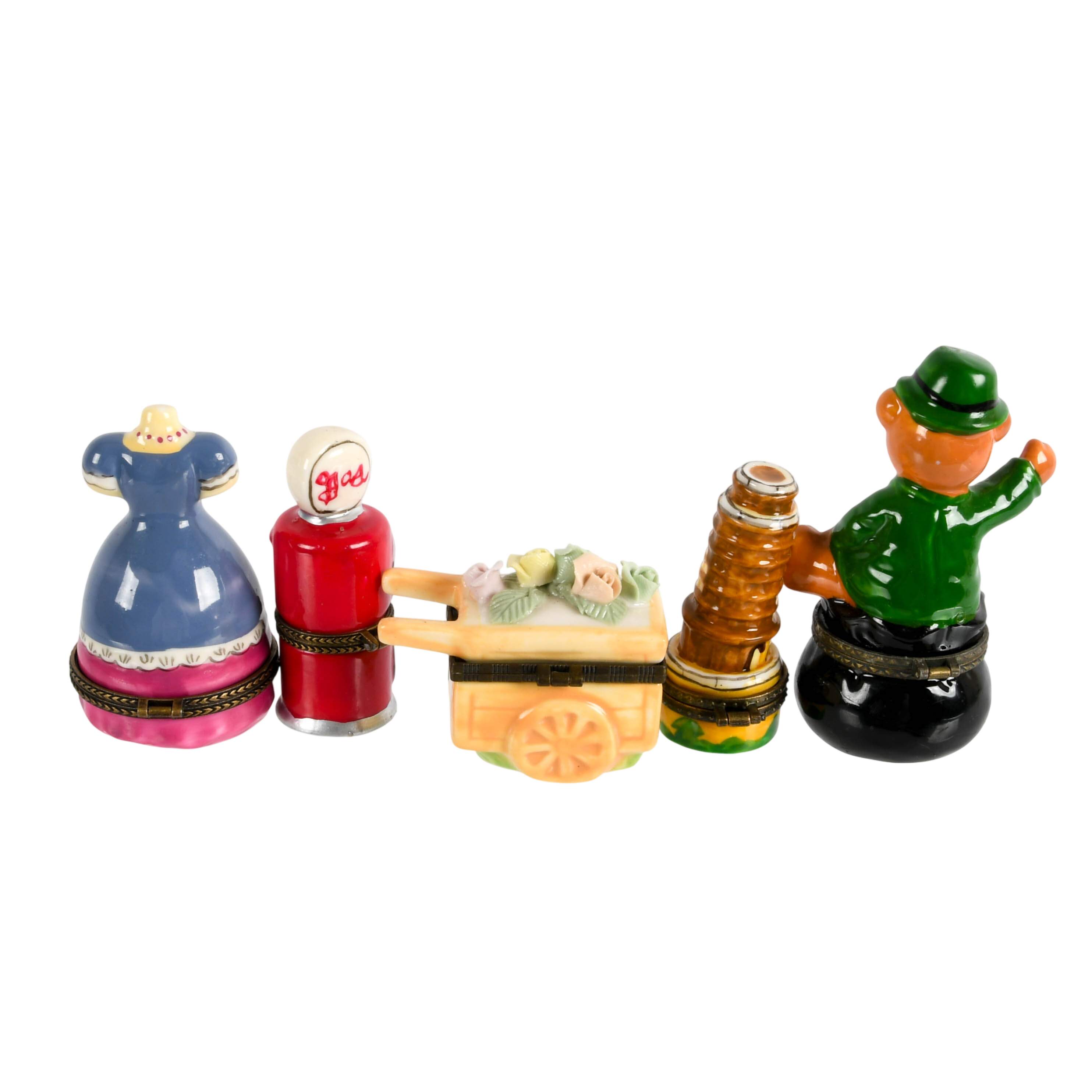 Five-Piece Porcelain Figural Trinket Boxes-3