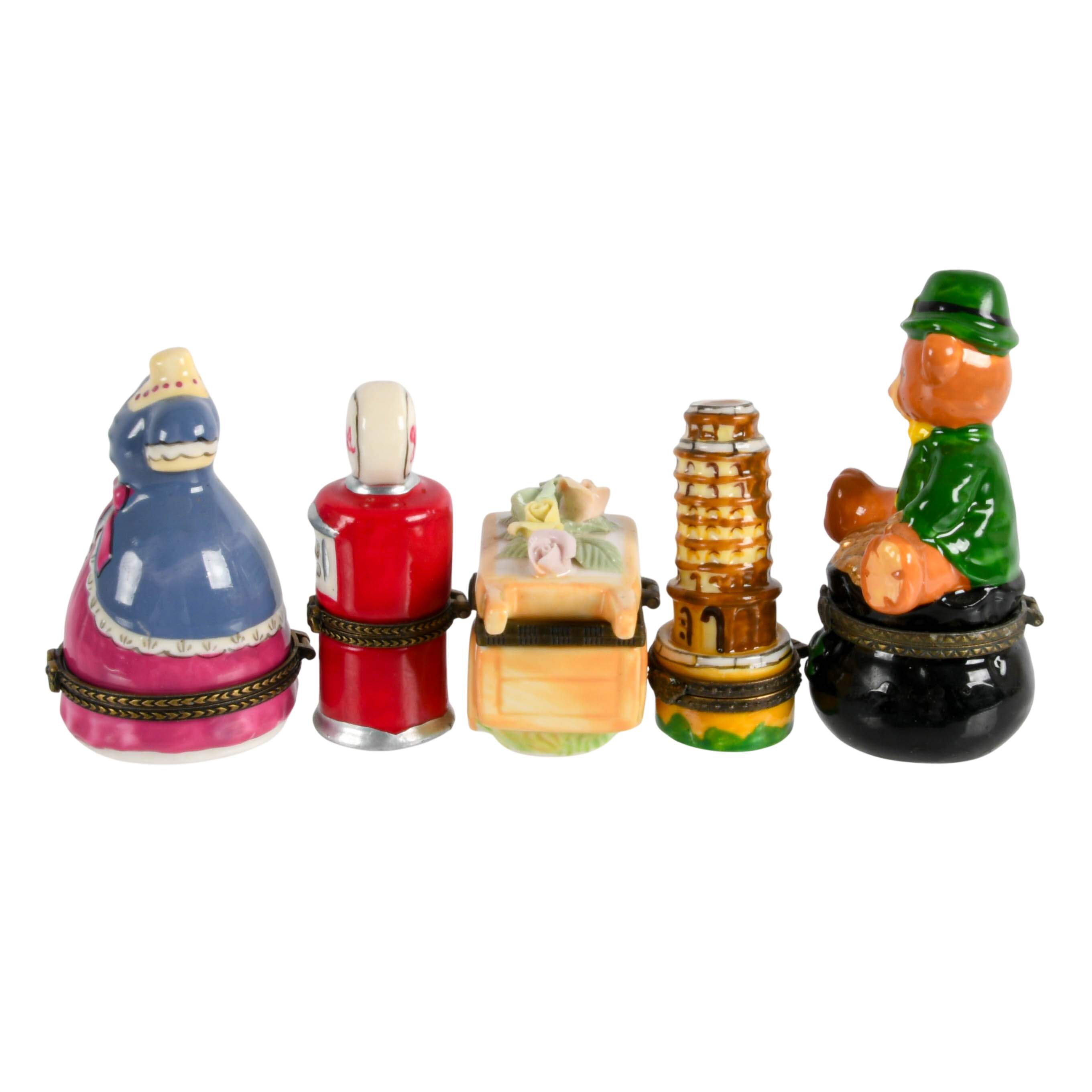 Five-Piece Porcelain Figural Trinket Boxes-2