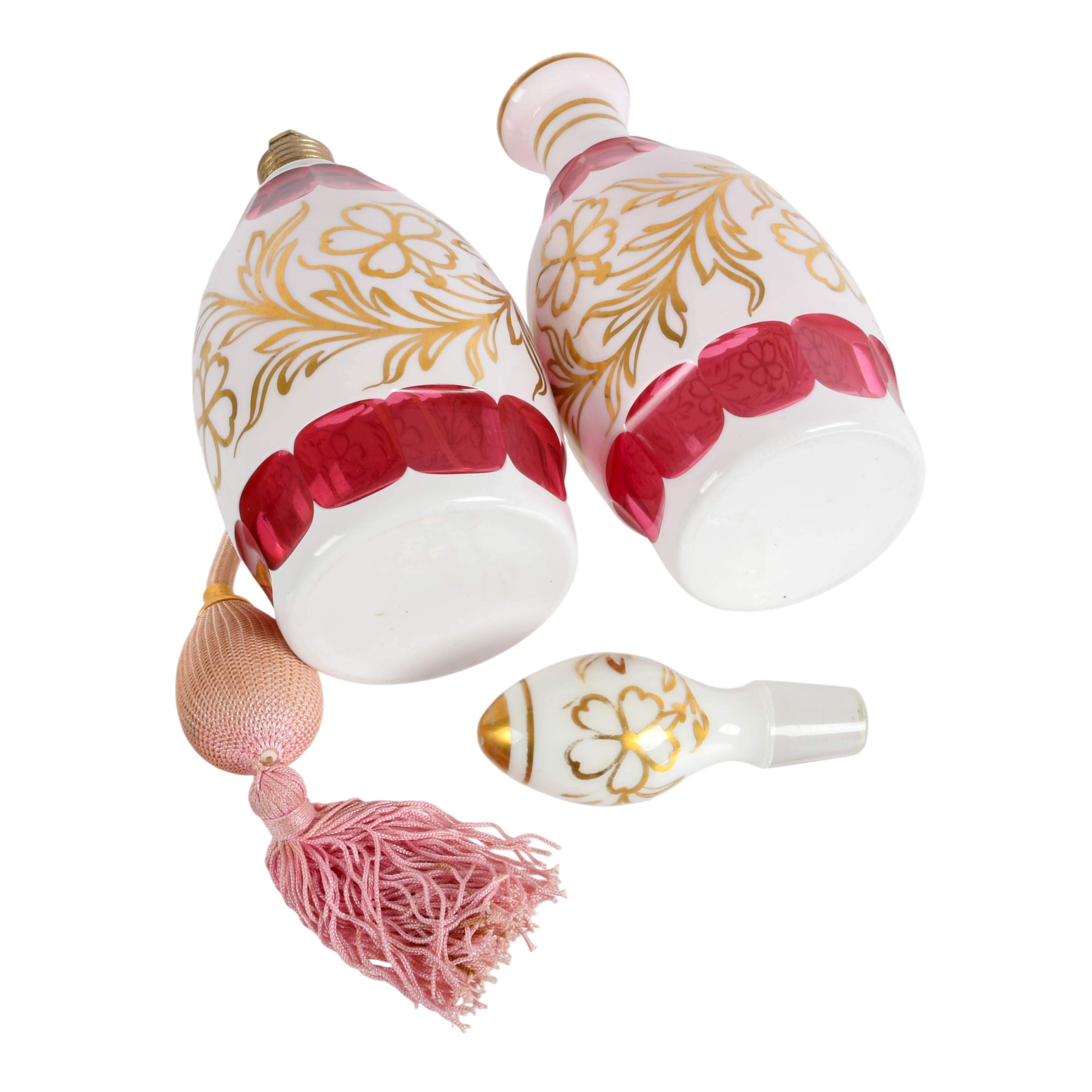 Antique Bohemian Glass Set of Perfume Atomizer and Decanter-9