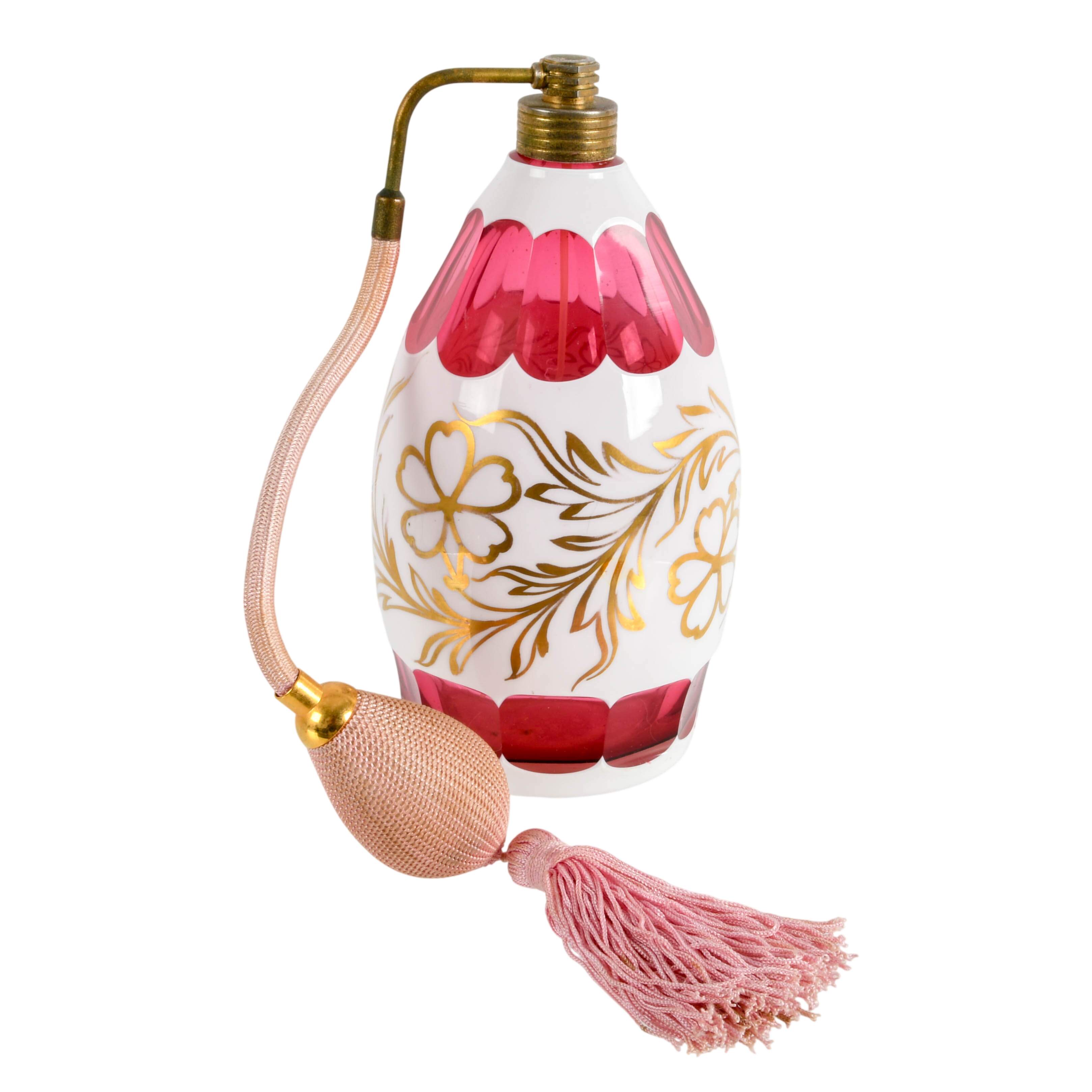 Antique Bohemian Glass Set of Perfume Atomizer and Decanter-7